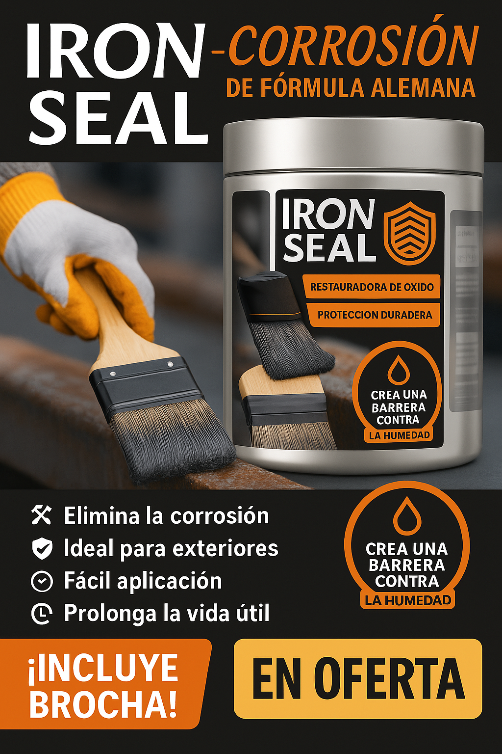 IRON SEAL REPARACIÓN NEGRO 500ML+BROCHA GRATIS